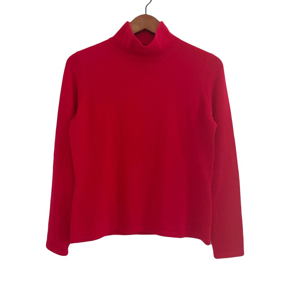 Lands End Red Turtleneck Sweater Sz M Petite